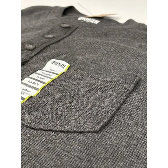 NWT Duluth Trading Co. Burly Thermal Relaxed Fit Henley Men’s M Charcoal Grey - Picture 10 of 15